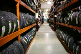 shelves of tire storage